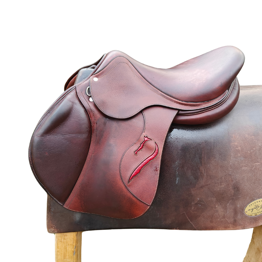 Selle obstacle Antares Connexion vue de côté - cuir bordeaux
